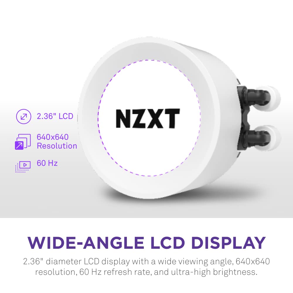 NZXT Kraken Elite 360mm RGB AIO CPU Liquid Cooler with Customizable LCD Display, High-Performance Pump, and 3 RGB Fans – White