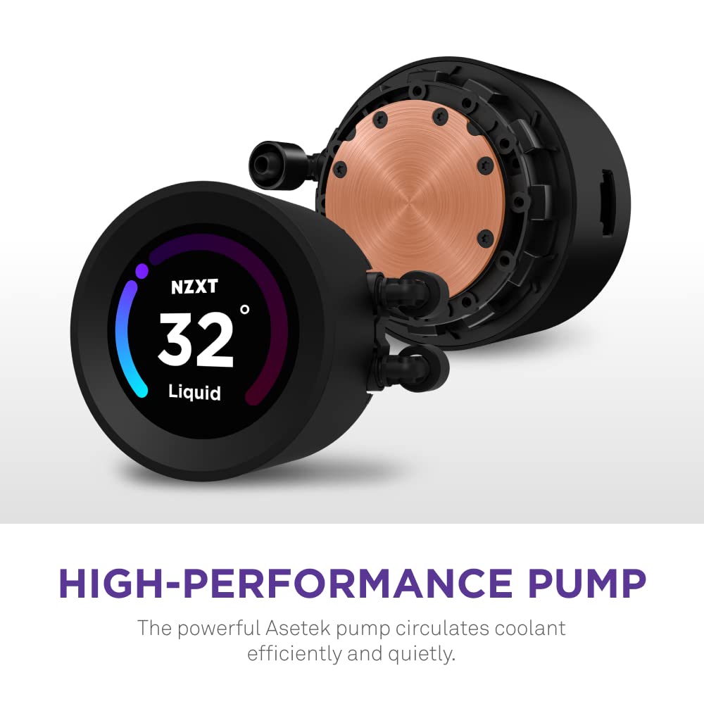 NZXT Kraken Elite 360mm RGB AIO CPU Liquid Cooler with Customizable LCD Display, High-Performance Pump, and 3 RGB Fans – Black