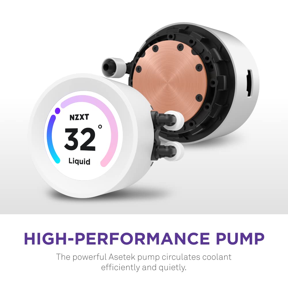 NZXT Kraken Elite 360mm RGB AIO CPU Liquid Cooler with Customizable LCD Display, High-Performance Pump, and 3 RGB Fans – White