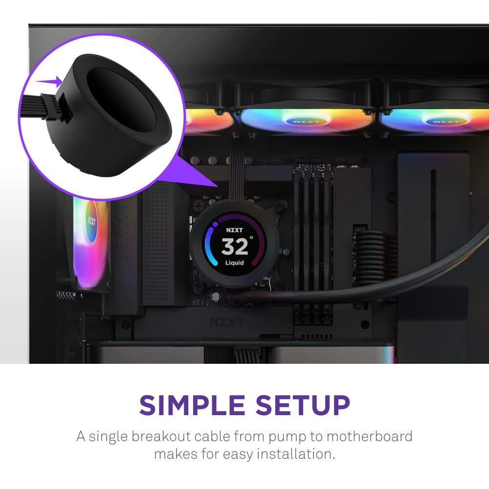 NZXT Kraken Elite 360mm RGB AIO CPU Liquid Cooler with Customizable LCD Display, High-Performance Pump, and 3 RGB Fans – Black