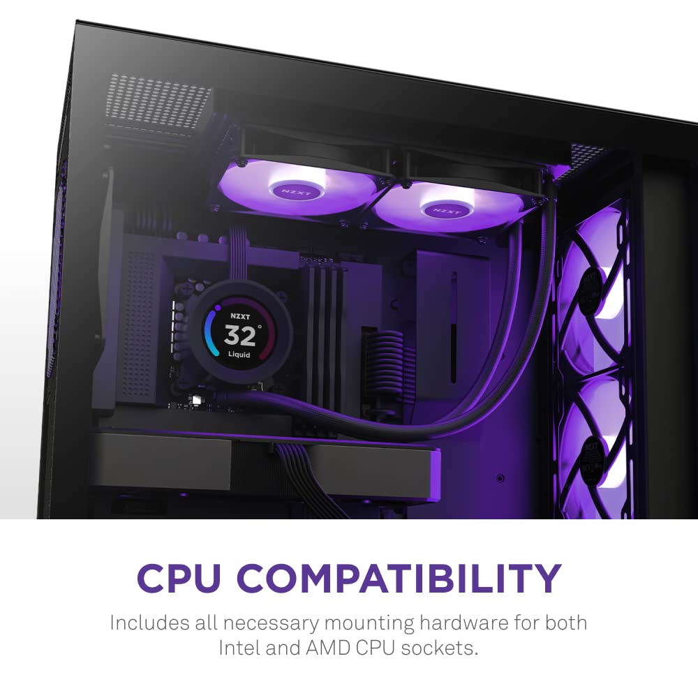 NZXT Kraken Elite 360mm RGB AIO CPU Liquid Cooler with Customizable LCD Display, High-Performance Pump, and 3 RGB Fans – Black
