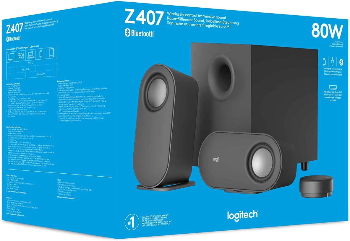 Logitech Z407 Bluetooth Speakers with Subwoofer Wireless Control