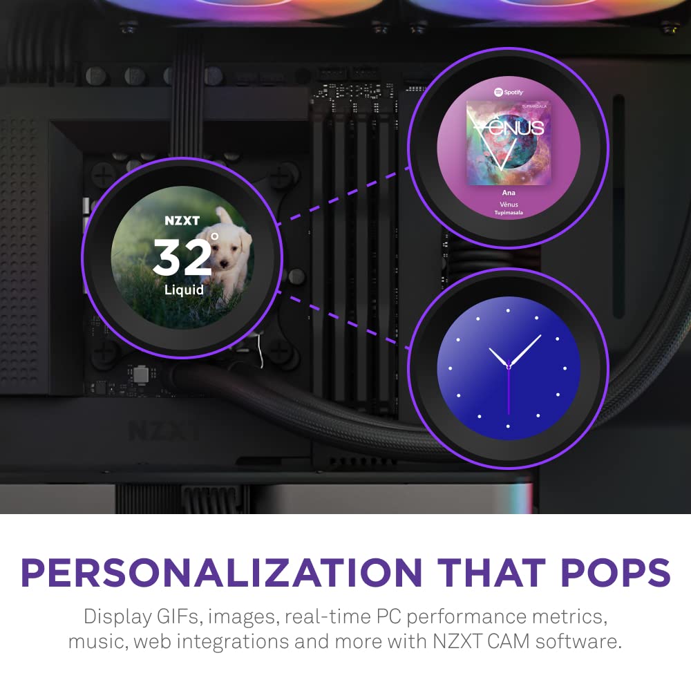 NZXT Kraken Elite 360mm RGB AIO CPU Liquid Cooler with Customizable LCD Display, High-Performance Pump, and 3 RGB Fans – Black