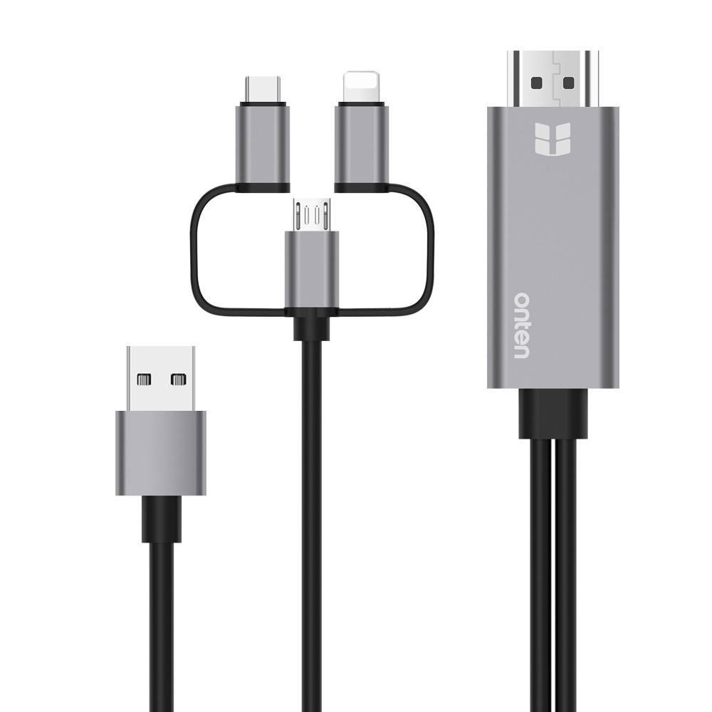 Onten 3-in-1 Type-C Micro Lightning to HDMI Adapter