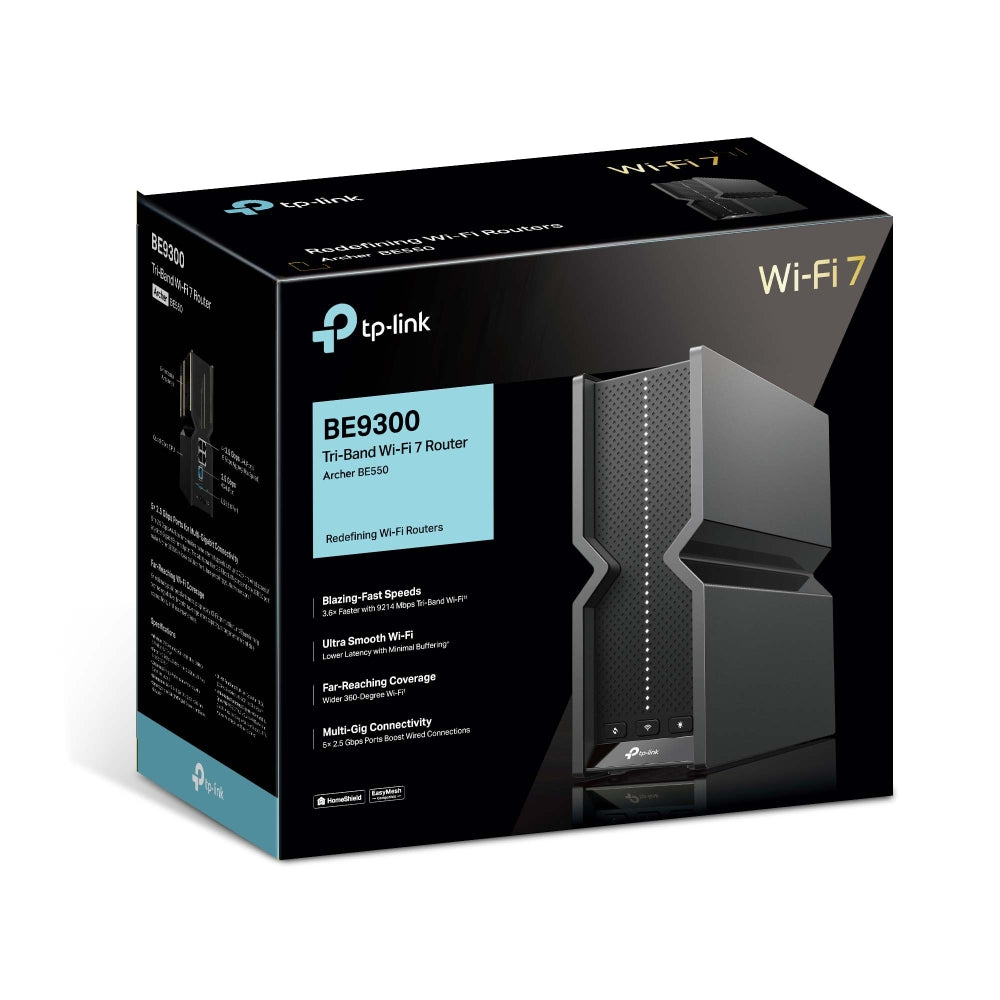 TP-Link Archer BE550 Tri-Band Wi-Fi 7 Router – 9.2Gbps Speeds, 2.5G Ports, EasyMesh, VPN Support