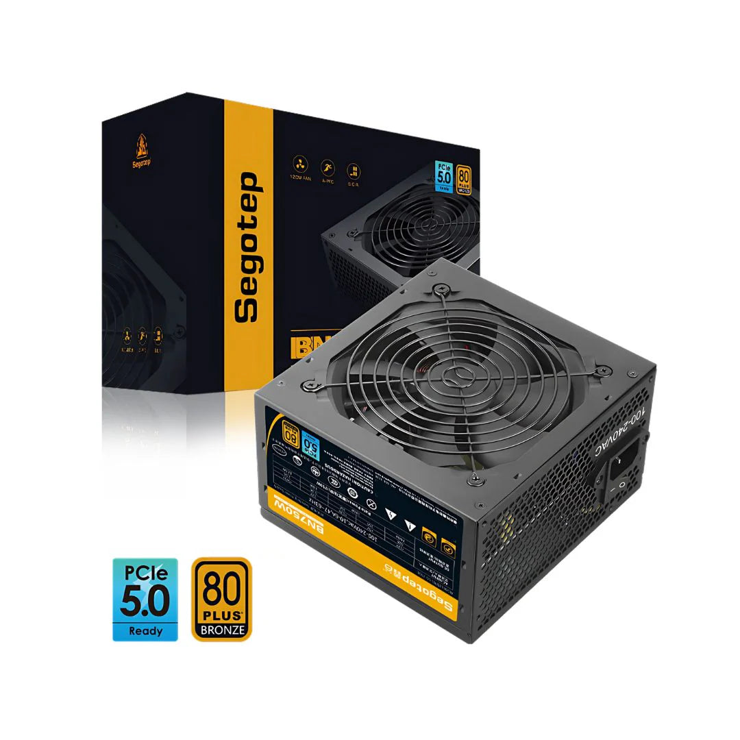 Segotep BN750W 750W Bronze 80+ Non-Modular Power Supply - PCIe 5.0 Ready, Efficient Cooling & Active PFC