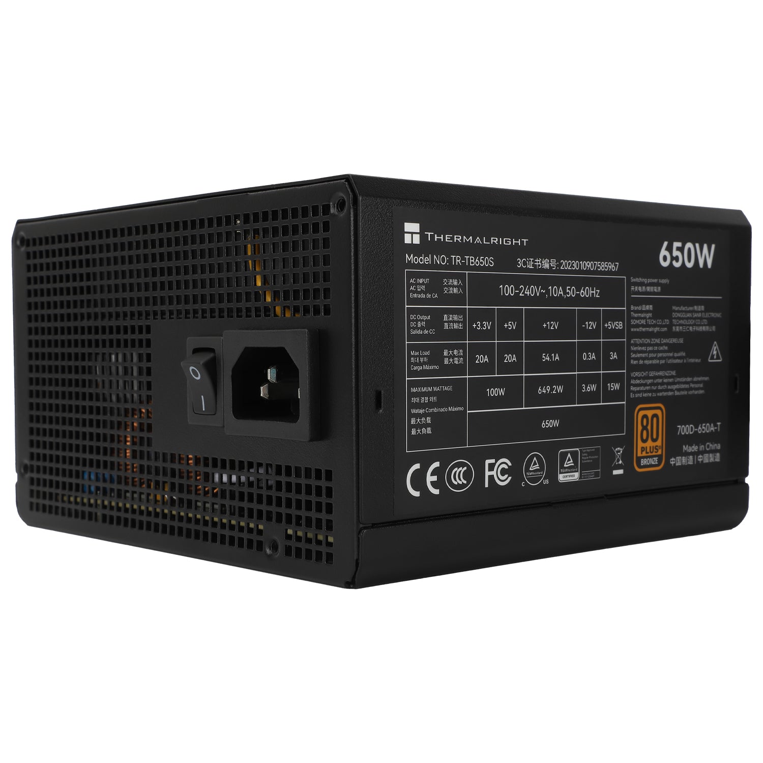 Thermalright TB-650S 650W Bronze Non-Modular Power Supply