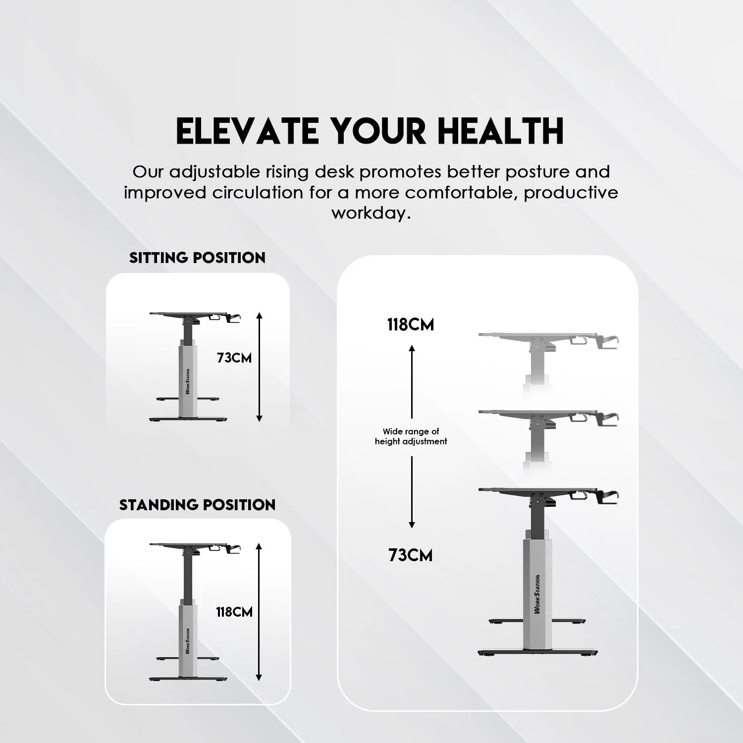 FANTECH WORKSTATION WS414 Adjustable Rising Desk – Black, Height Adjustable, Sturdy Motor & Cable Management