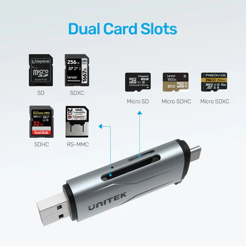 UNITEK 2 in 1 SD 3.0 Card Reader