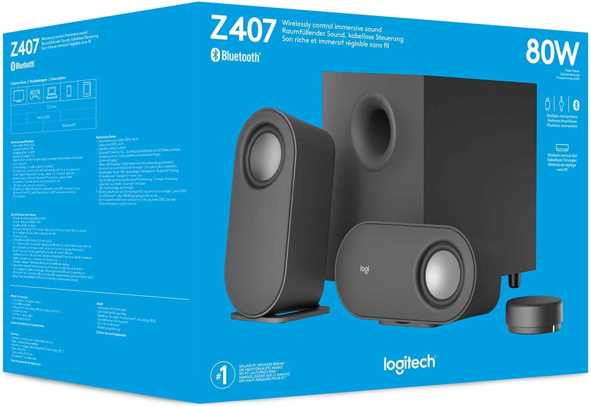 Logitech Z407 Bluetooth Speakers with Subwoofer & Wireless Control