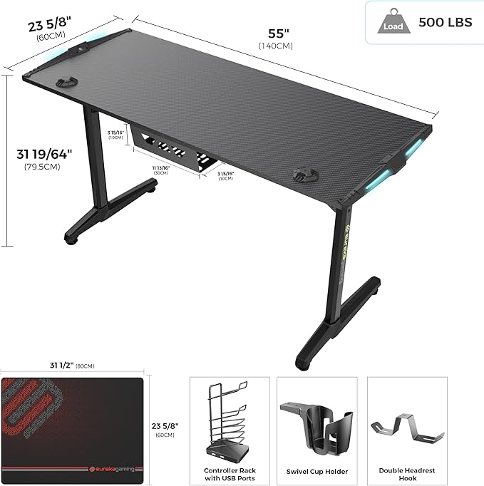 EUREKA ERK-55B-V2 Gaming Desk