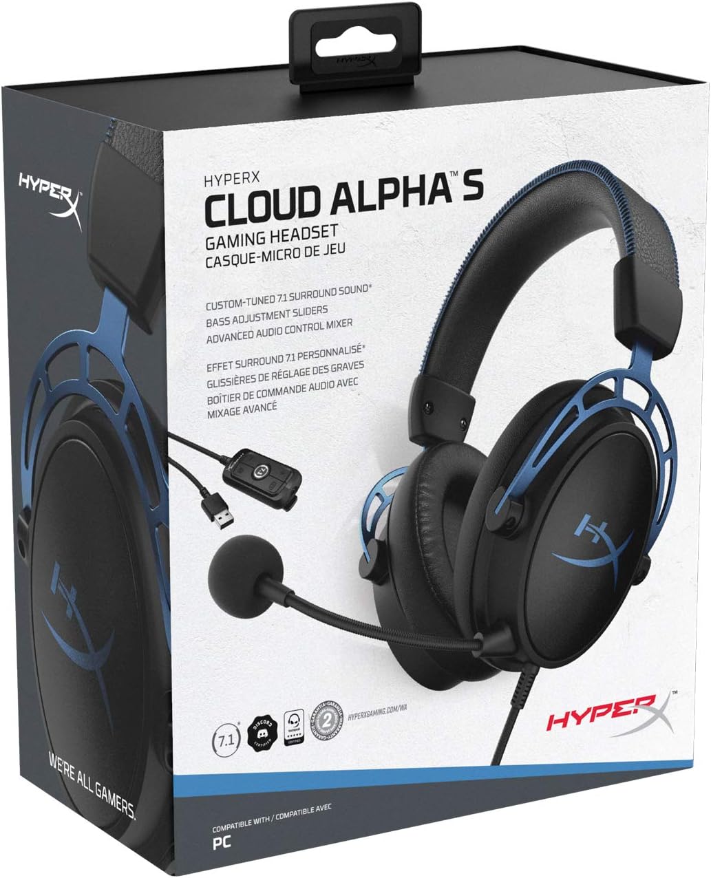 HyperX Cloud Alpha S – Wired PC Gaming Headset with 7.1 Surround Sound and Bass Adjustment