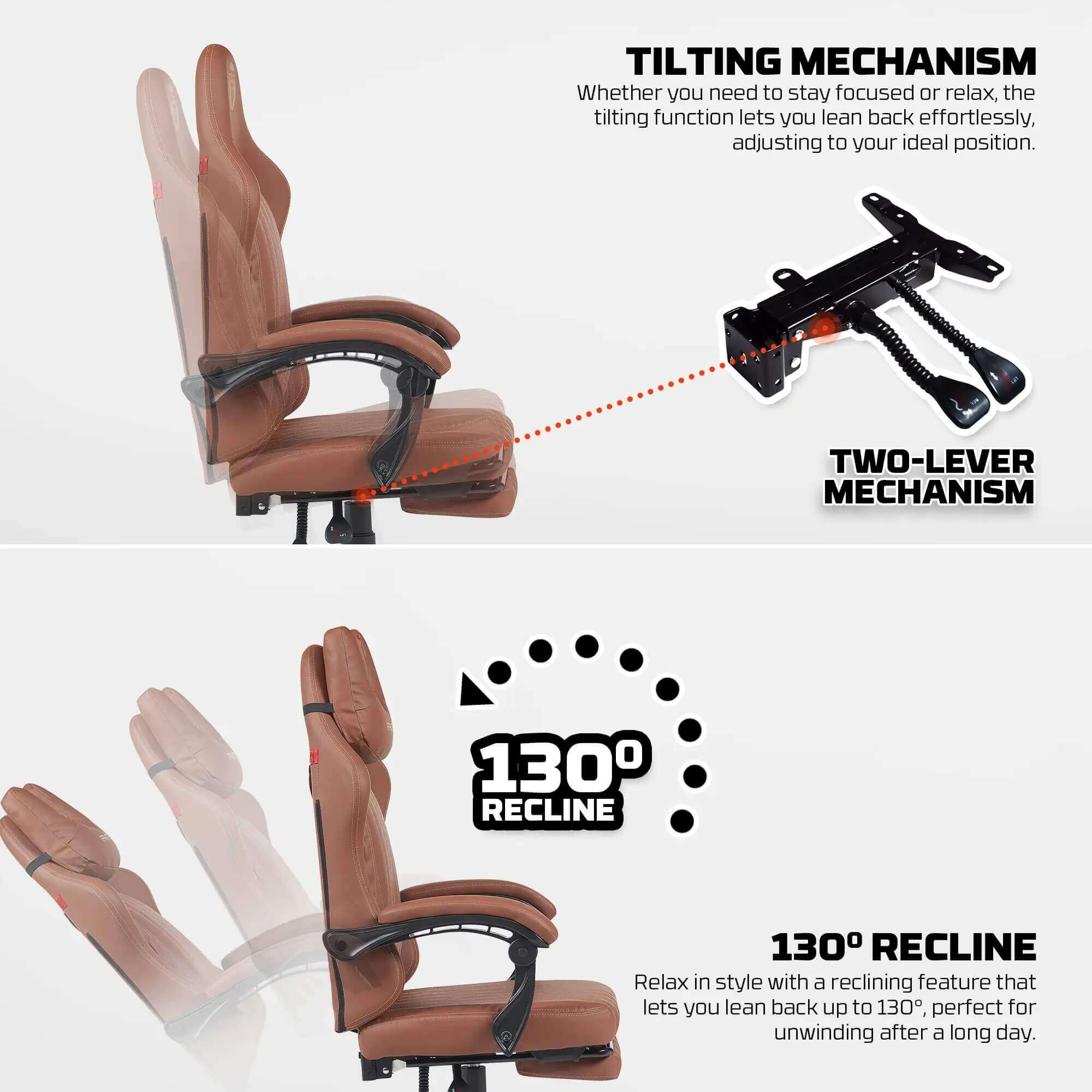 Fantech GC193 Ergonomic Gaming Chair with U-shaped Headrest, Footrest & Hydraulic Pistons