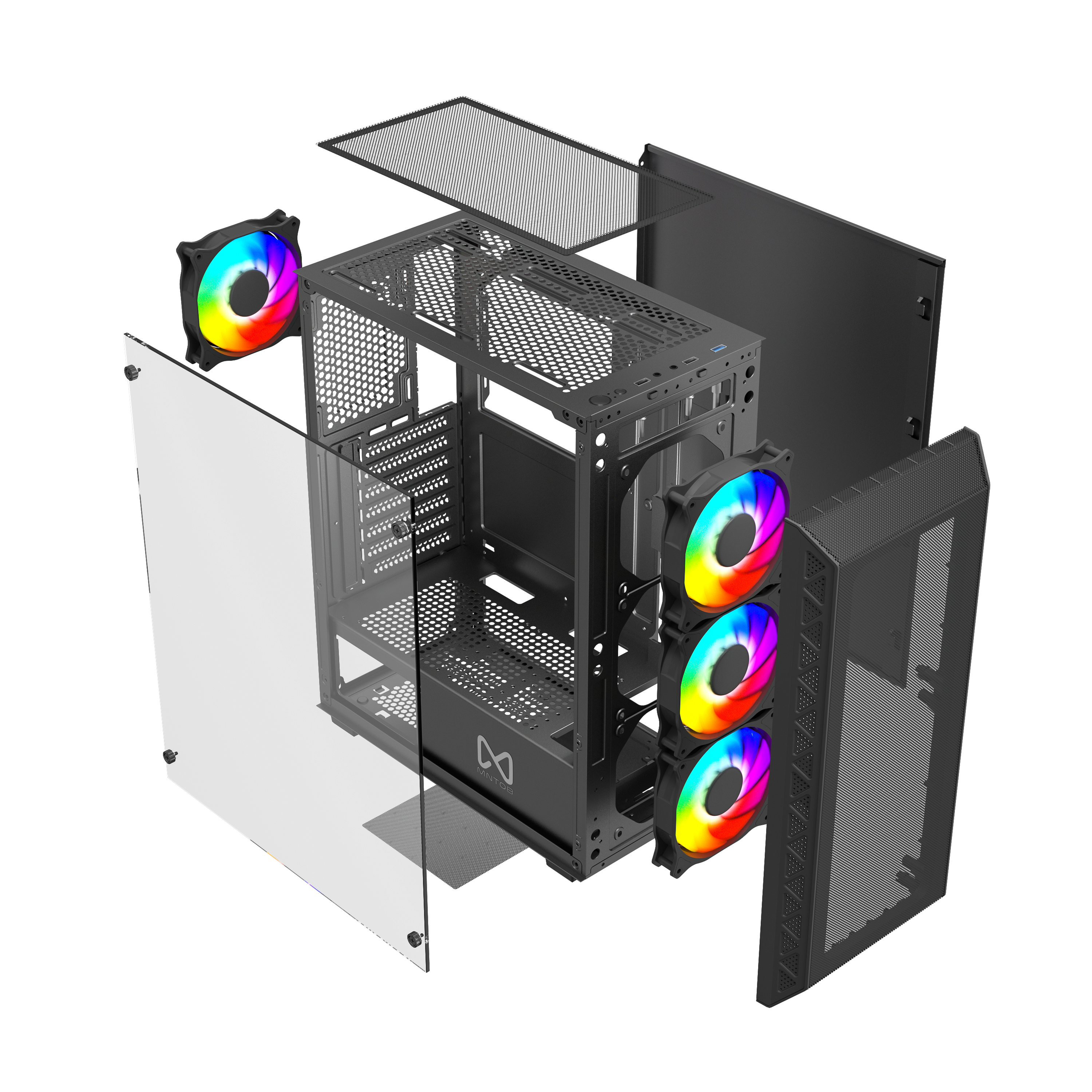 MNTOB STORM MESH BLACK 4Fan ARGB Case MN-2080B