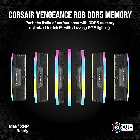 Corsair Vengeance RGB 32GB (2x16GB) 7200MHz DDR5 Memory Kit Black