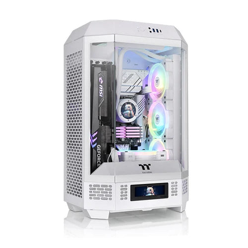 Thermaltake Tower 300 Micro-ATX Case with 2x140mm CT Fans, 420mm Radiator Support & Optional Horizontal Display Kit White