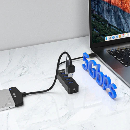 UNITEK uHUB Q4 – 4-Port Powered USB 3.0 Hub with USB-C Power Port