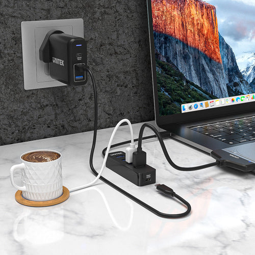 UNITEK uHUB Q4 – 4-Port Powered USB 3.0 Hub with USB-C Power Port