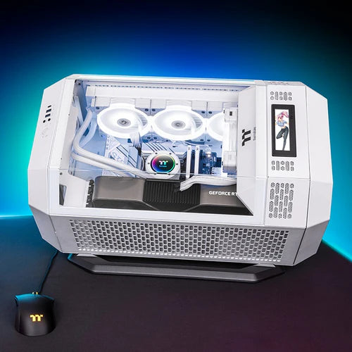 Thermaltake Tower 300 Micro-ATX Case with 2x140mm CT Fans, 420mm Radiator Support & Optional Horizontal Display Kit White