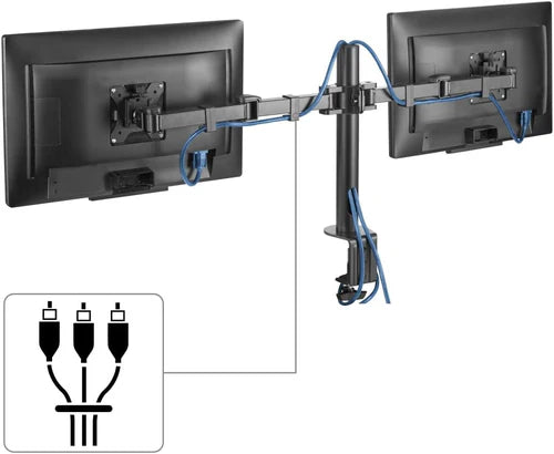 Hama 118494 Full Motion Monitor Arm for 2 Screens - Black