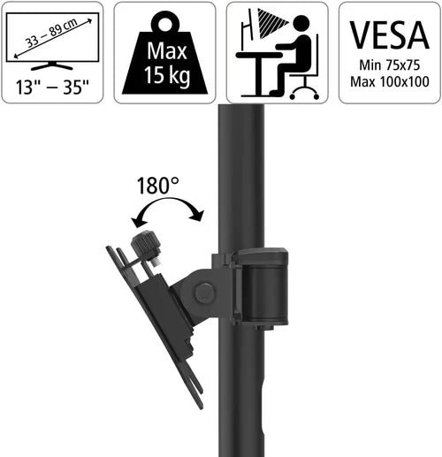 Hama 118494 Full Motion Monitor Arm for 2 Screens - Black