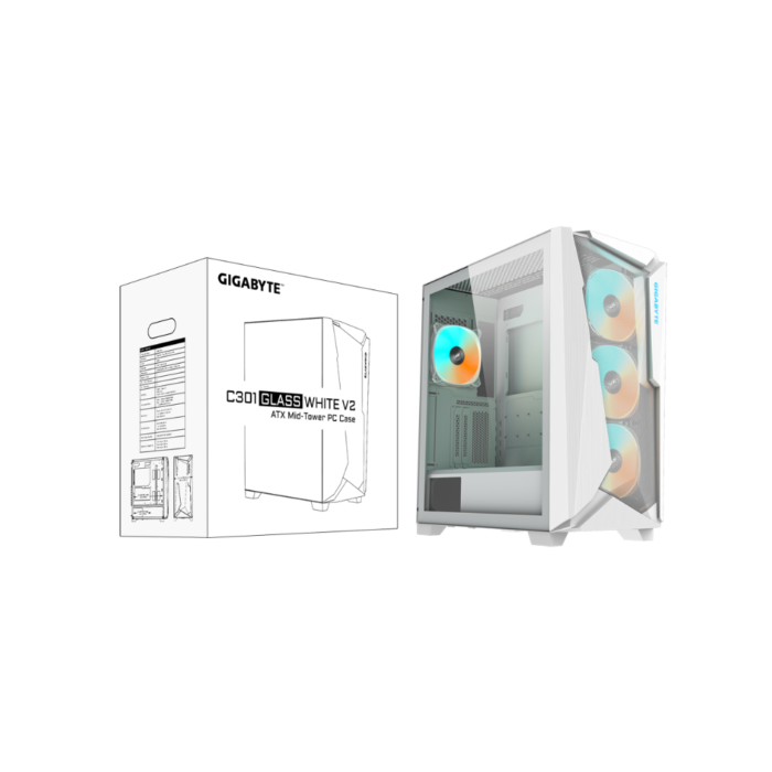 GIGABYTE C301GW V2 White ATX Mid-Tower Case