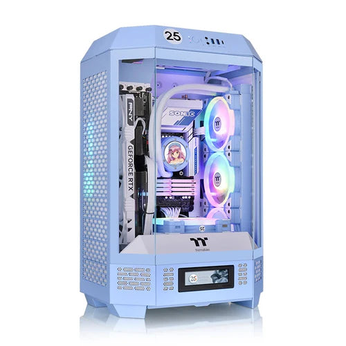 Thermaltake Tower 300 Micro-ATX Case with 2x140mm CT Fans, 420mm Radiator Support  Blue& Optional Horizontal Display Kit