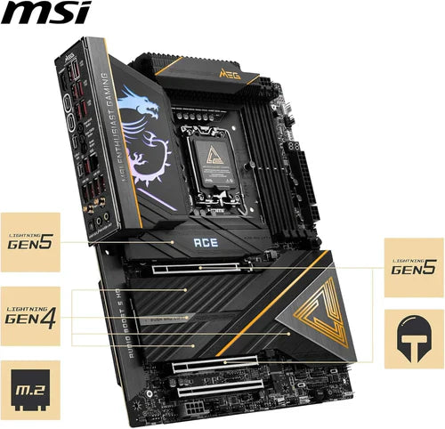 MSI MEG Z890 ACE Gaming Motherboard – Intel 14th Gen Support, DDR5, PCIe 5.0, Wi-Fi 7, ATX
