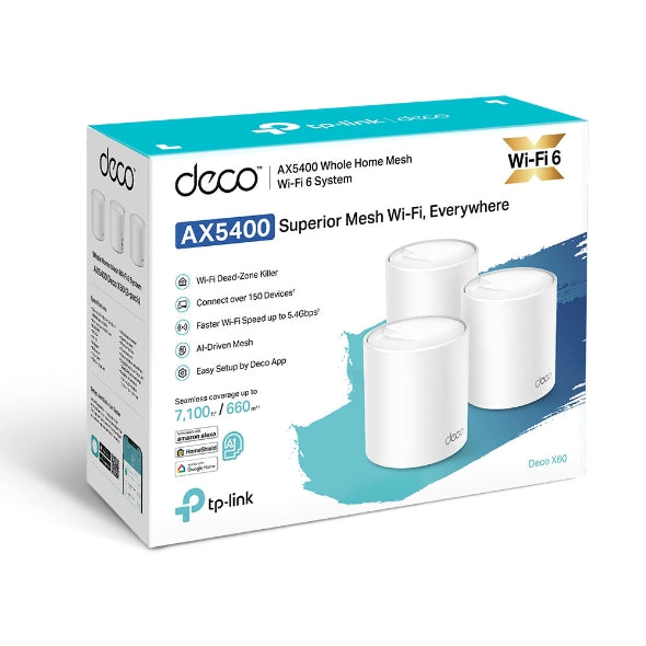 TP-Link Deco X60 AX5400 Whole Home Mesh Wi-Fi 6 System