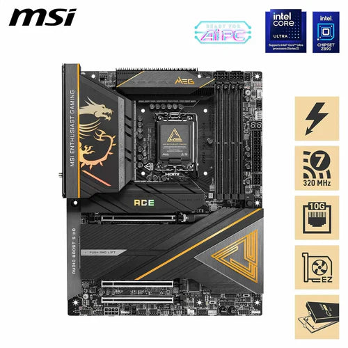 MSI MEG Z890 ACE Gaming Motherboard – Intel 14th Gen Support, DDR5, PCIe 5.0, Wi-Fi 7, ATX