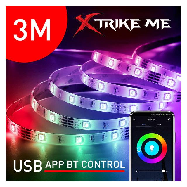 Xtrike Me 3M RGB LED Strip HT-5050-B3 – USB & Bluetooth App Control