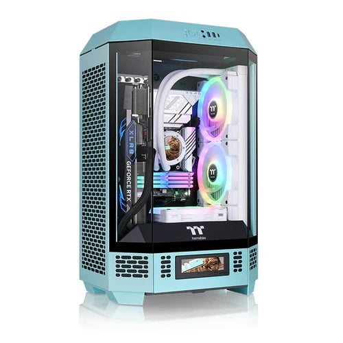 Thermaltake Tower 300 Micro-ATX Case with 2x140mm CT Fans, 420mm Radiator Support & Optional Horizontal Display Kit Blue