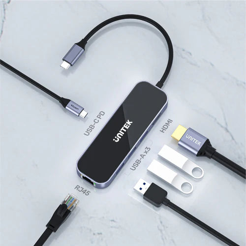 UNITEK uHUB H6 Gloss  6 in 1 USB-C Ethernet Hub