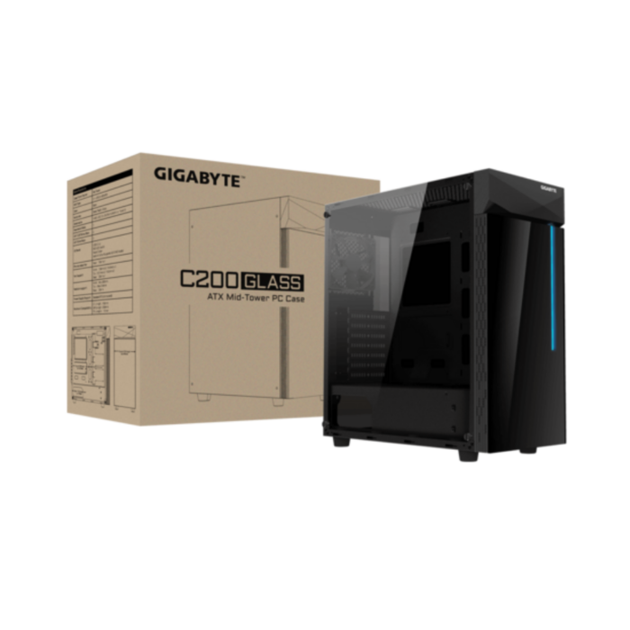 GIGABYTE C200G Glass Black Mid-Tower Case