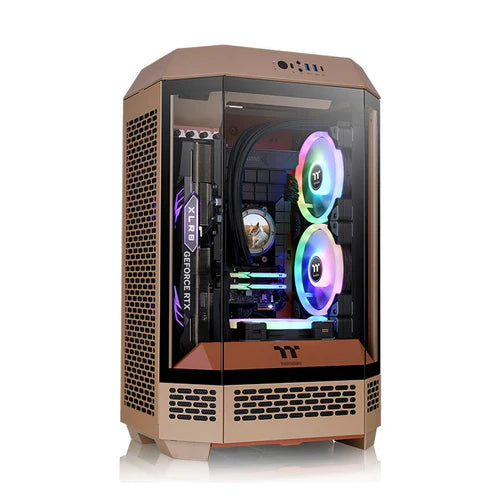 Thermaltake Tower 300 Micro-ATX Case with 2x140mm CT Fans, 420mm Radiator Support & Optional Horizontal Display Kit Brown