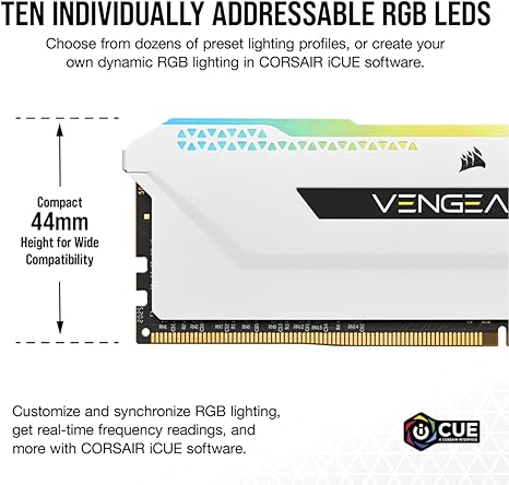 Corsair Vengeance RGB Pro White 32GB (2x16GB) DDR4 3600MHz RAM Kit