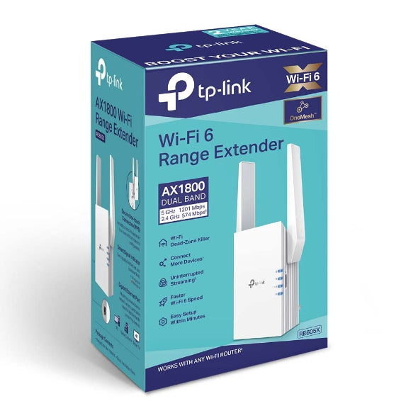 TP-Link RE605X V3 AX1800 Wi-Fi Range Extender with Wi-Fi 6